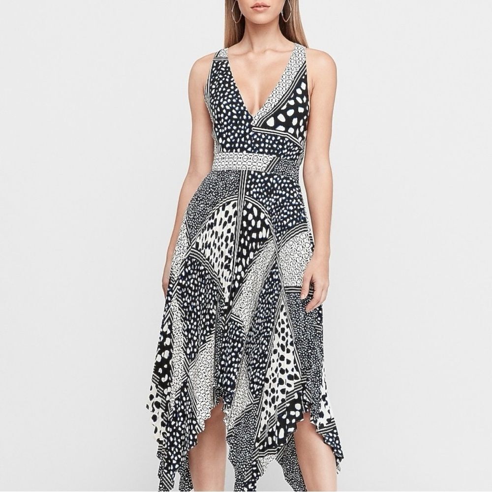 Express Women's Size 2 Black Patchwork Asymmetric… - image 1